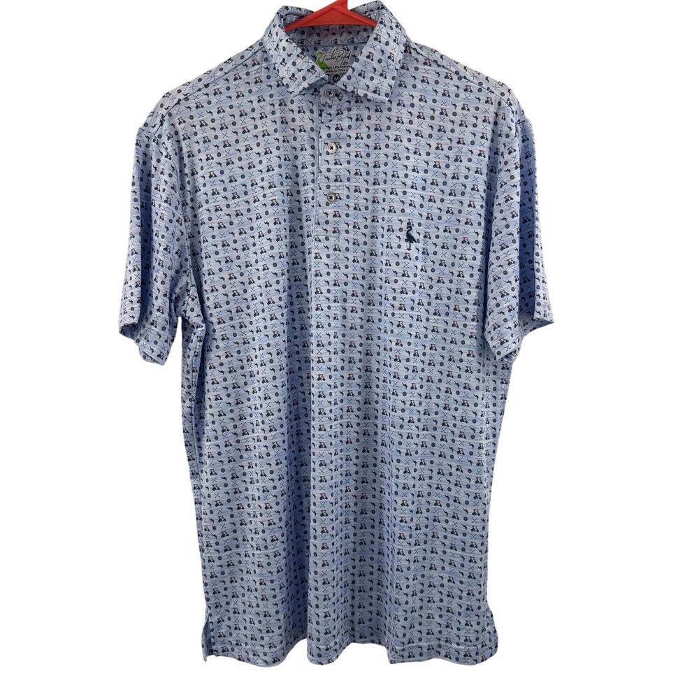 TailorByrd Polo Mens Size Medium Blue Golf Cart SPF 30 Performance Shirt Preppy
